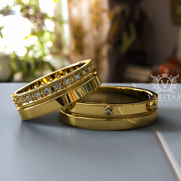 0.3ct Brilliant Diamond Gold His & Hers Wedding Band - 01BU09